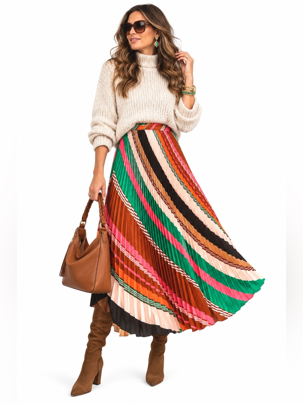 NWT Anthropologie Maeve Pleated Striped Maxi Skirt Size 14 $170